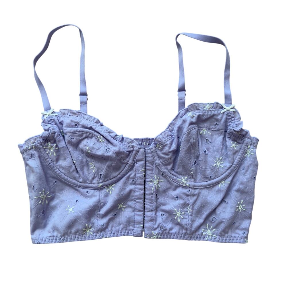 Florence by Mills Lavender Floral Eyelet Corset Bustier Top Size S